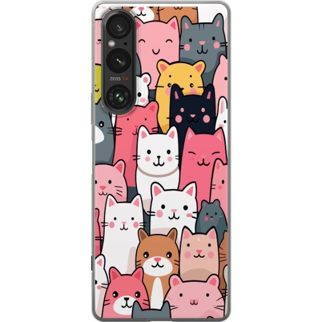 Mobiele hoes voor Sony Xperia 1 V met Kattenpatroon ontwerp