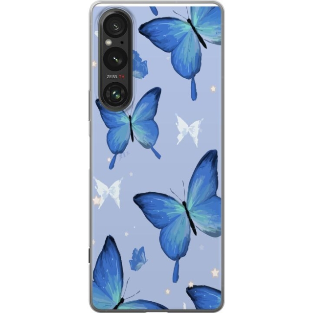 Mobiele hoes voor Sony Xperia 1 V met Blauwe vlinders ontwerp