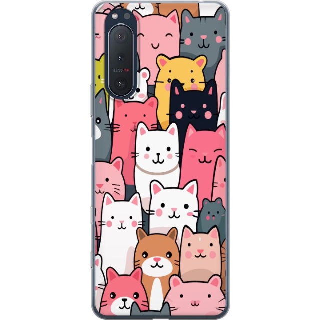 Mobiele hoes voor Sony Xperia 5 II met Kattenpatroon ontwerp