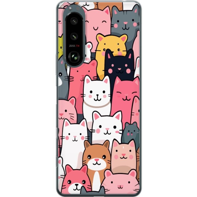 Mobiele hoes voor Sony Xperia 5 III met Kattenpatroon ontwerp