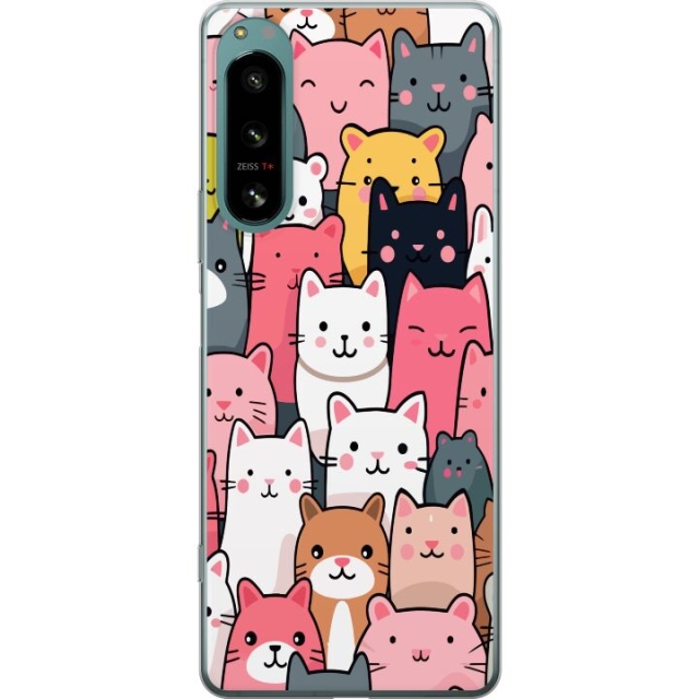 Mobiele hoes voor Sony Xperia 5 IV met Kattenpatroon ontwerp