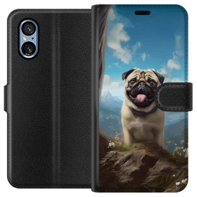Portemonnee-hoesje voor Sony Xperia 5 V met Blije Hond ontwerp