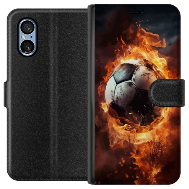 Portemonnee-hoesje voor Sony Xperia 5 V met Voetbal ontwerp