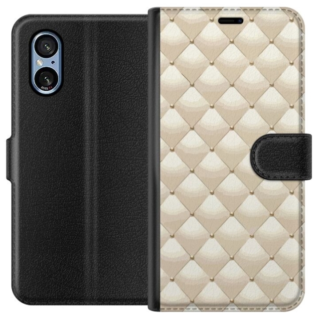 Portemonnee-hoesje voor Sony Xperia 5 V met Goudglans ontwerp