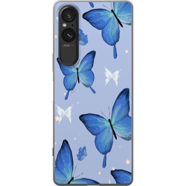 Mobiele hoes voor Sony Xperia 5 V met Blauwe vlinders ontwerp