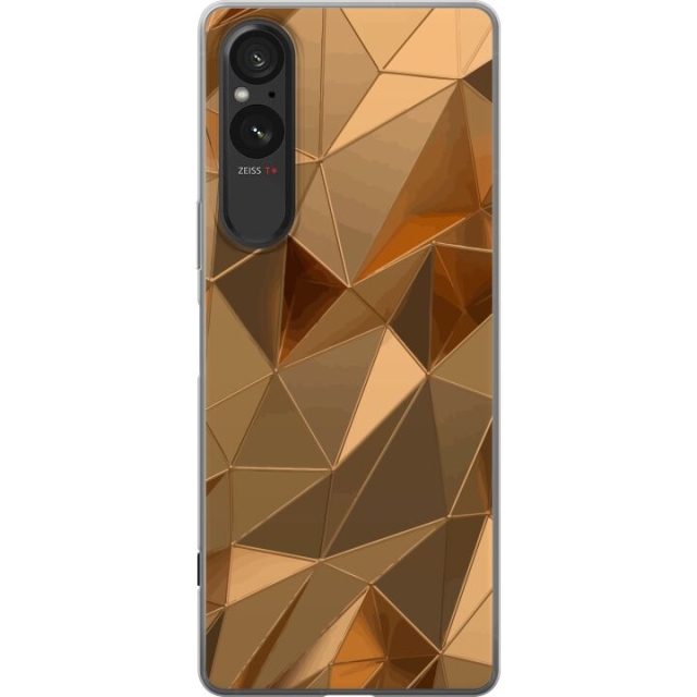 Mobiele hoes voor Sony Xperia 5 V met 3D Goud ontwerp
