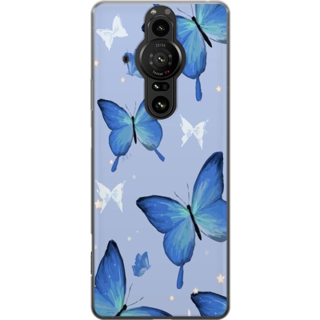 Mobiele hoes voor Sony Xperia Pro-I met Blauwe vlinders ontwerp