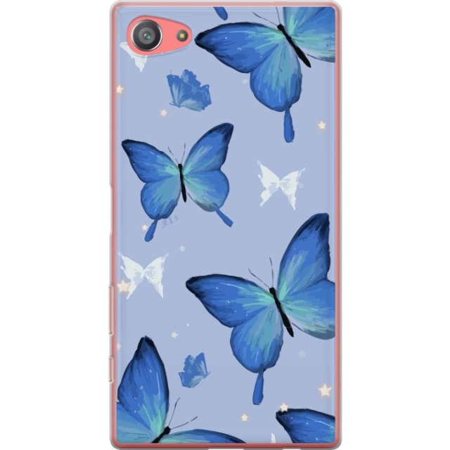 Mobiele hoes voor Sony Xperia Z5 Compact met Blauwe vlinders ontwerp