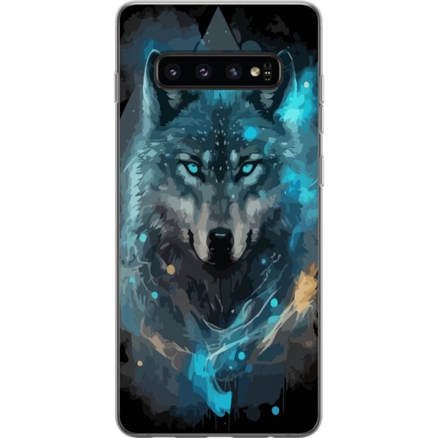 Mobiele hoes voor Samsung Galaxy S10 met Wolf ontwerp