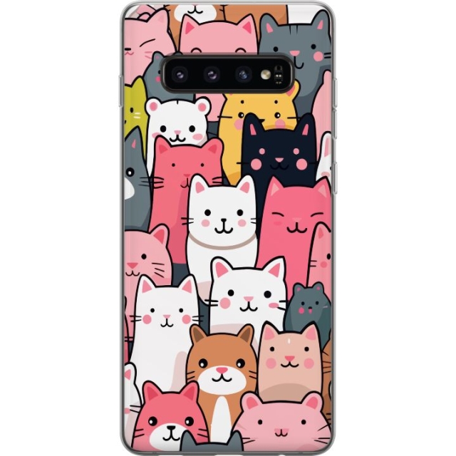 Mobiele hoes voor Samsung Galaxy S10 met Kattenpatroon ontwerp