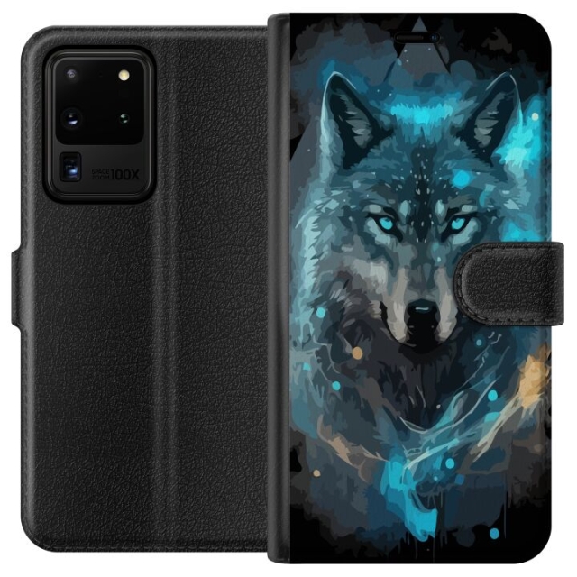 Portemonnee-hoesje voor Samsung Galaxy S20 Ultra met Wolf ontwerp