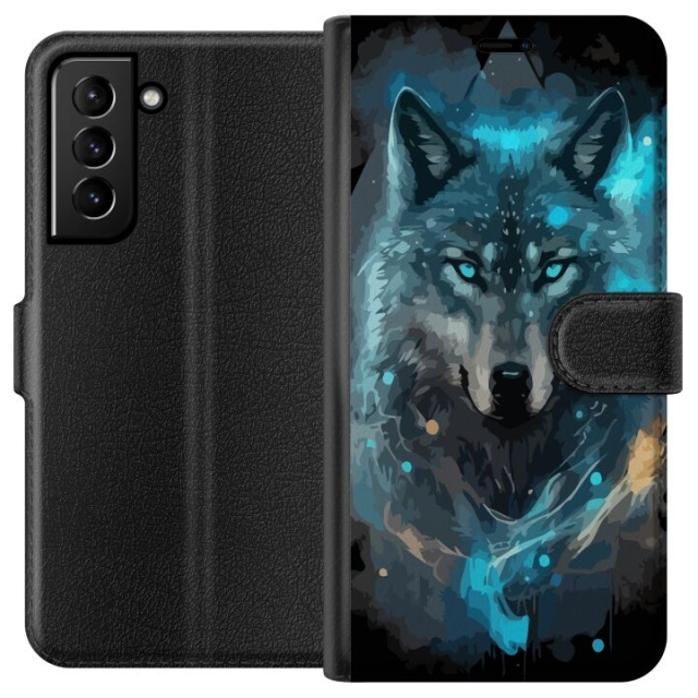 Portemonnee-hoesje voor Samsung Galaxy S21+ 5G met Wolf ontwerp