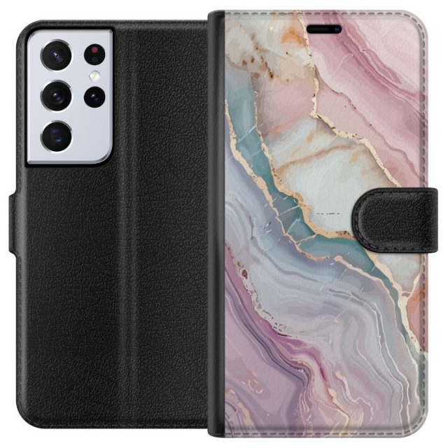 Portemonnee-hoesje voor Samsung Galaxy S21 Ultra 5G met Marmer ontwerp