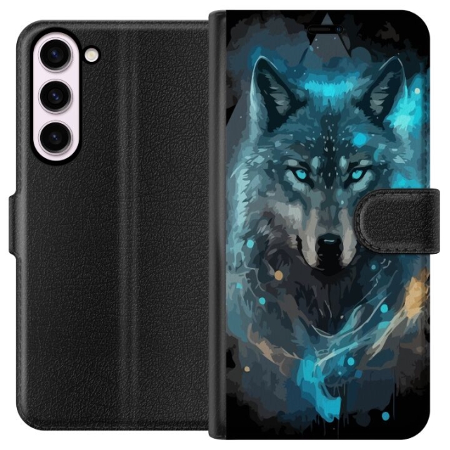 Portemonnee-hoesje voor Samsung Galaxy S23+ met Wolf ontwerp