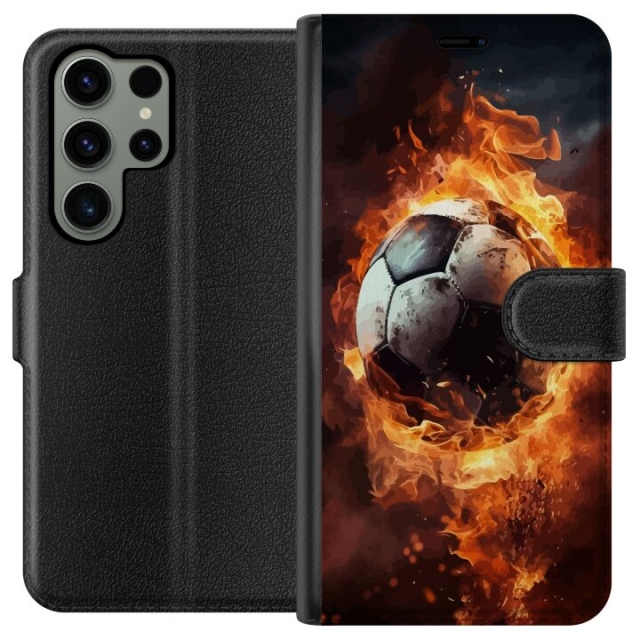 Portemonnee-hoesje voor Samsung Galaxy S23 Ultra met Voetbal ontwerp
