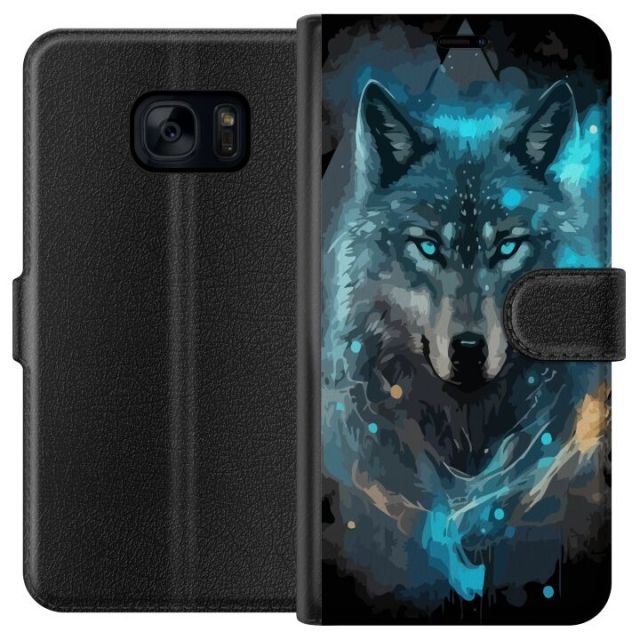 Portemonnee-hoesje voor Samsung Galaxy S7 met Wolf ontwerp