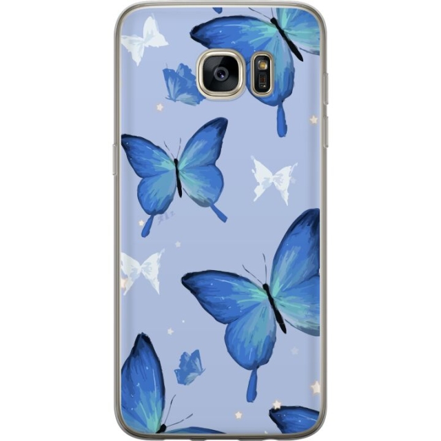 Mobiele hoes voor Samsung Galaxy S7 edge met Blauwe vlinders ontwerp