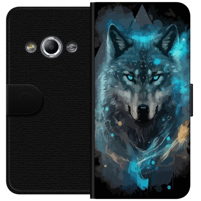 Portemonnee-hoesje voor Samsung Galaxy Xcover 3 met Wolf ontwerp