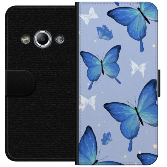 Portemonnee-hoesje voor Samsung Galaxy Xcover 3 met Blauwe vlinders ontwerp