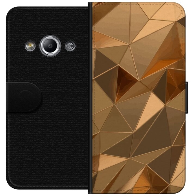 Portemonnee-hoesje voor Samsung Galaxy Xcover 3 met 3D Goud ontwerp