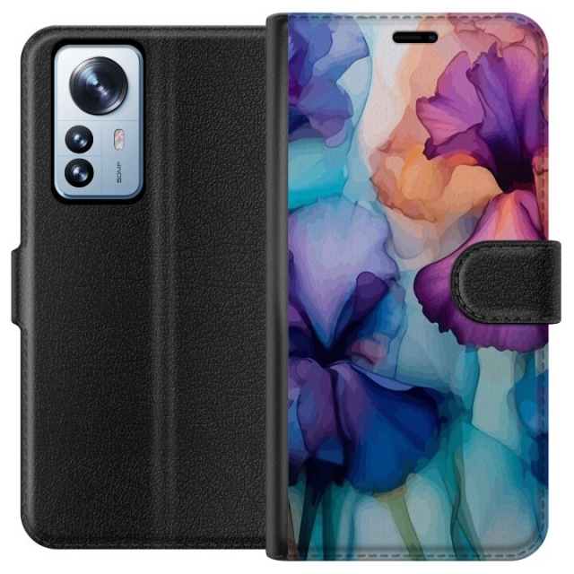 Portemonnee-hoesje voor Xiaomi 12 Pro met Magische bloemen ontwerp