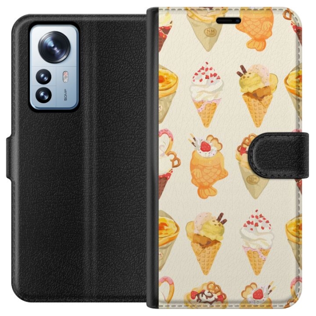 Portemonnee-hoesje voor Xiaomi 12 Pro met Glasachtig ontwerp