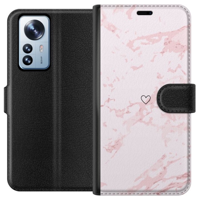 Portemonnee-hoesje voor Xiaomi 12 Pro met Roze Hart ontwerp