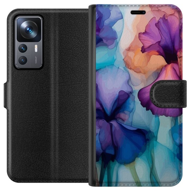 Portemonnee-hoesje voor Xiaomi 12T Pro met Magische bloemen ontwerp