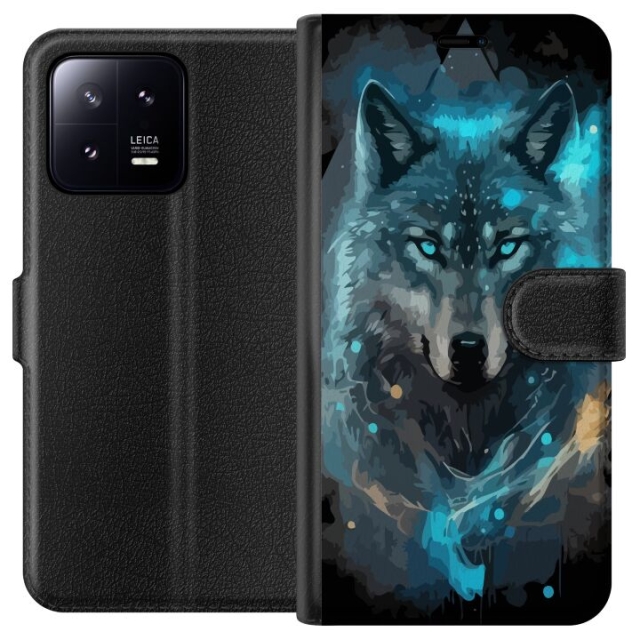 Portemonnee-hoesje voor Xiaomi 13 met Wolf ontwerp