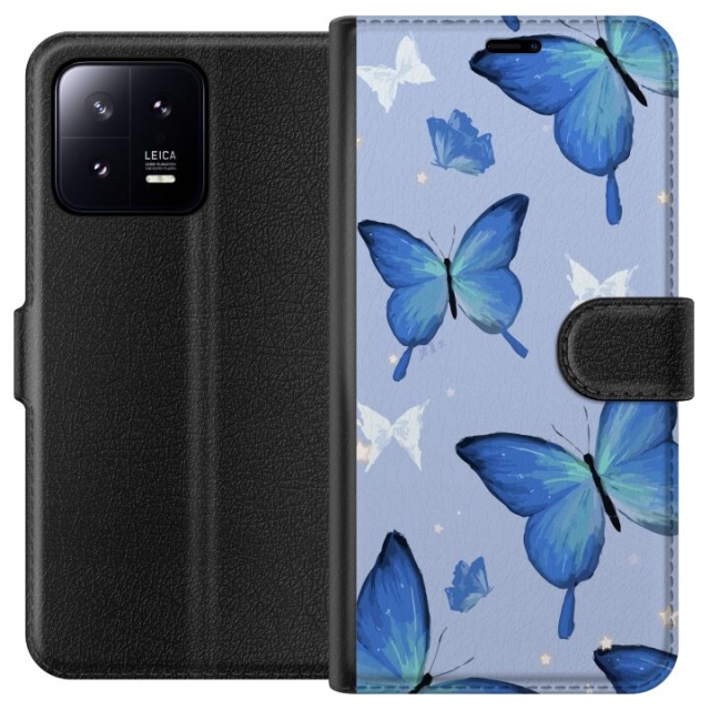 Portemonnee-hoesje voor Xiaomi 13 met Blauwe vlinders ontwerp