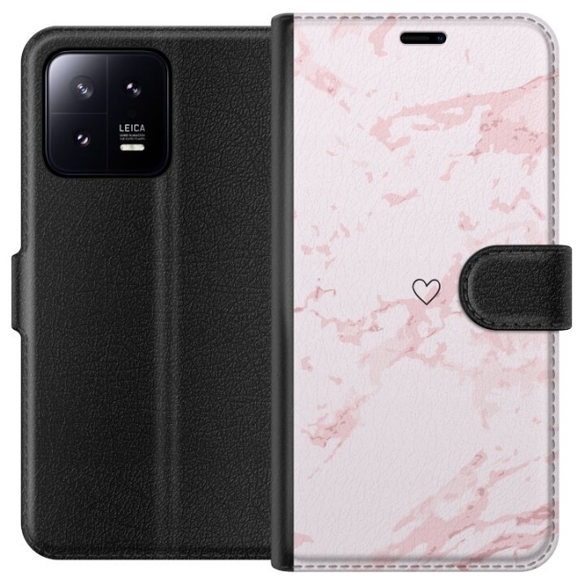 Portemonnee-hoesje voor Xiaomi 13 met Roze Hart ontwerp