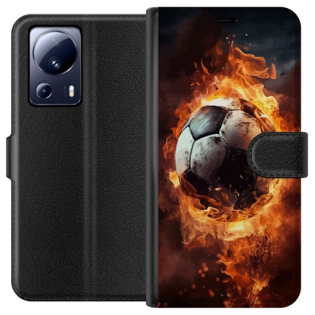 Portemonnee-hoesje voor Xiaomi 13 Lite met Voetbal ontwerp