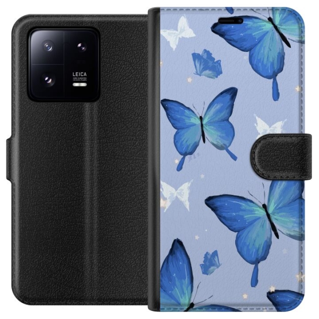 Portemonnee-hoesje voor Xiaomi 13 Pro met Blauwe vlinders ontwerp