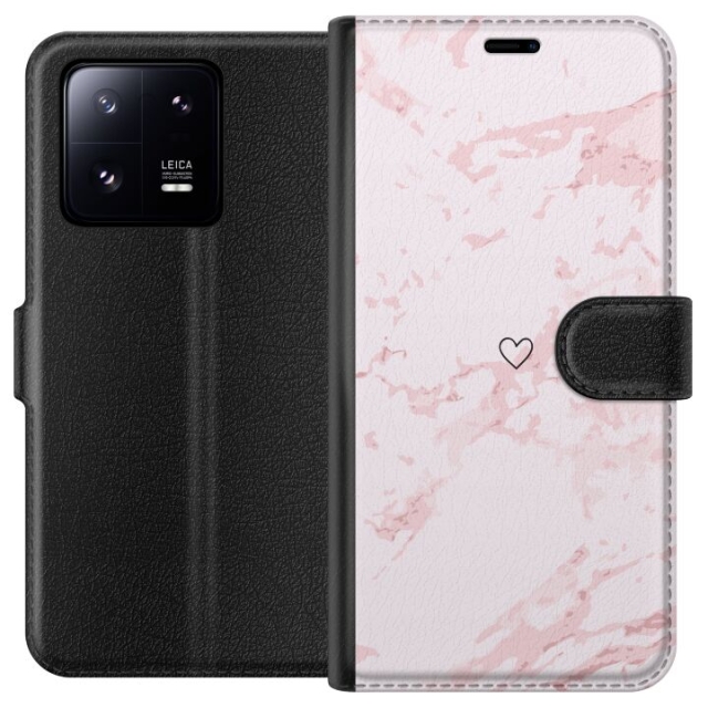Portemonnee-hoesje voor Xiaomi 13 Pro met Roze Hart ontwerp