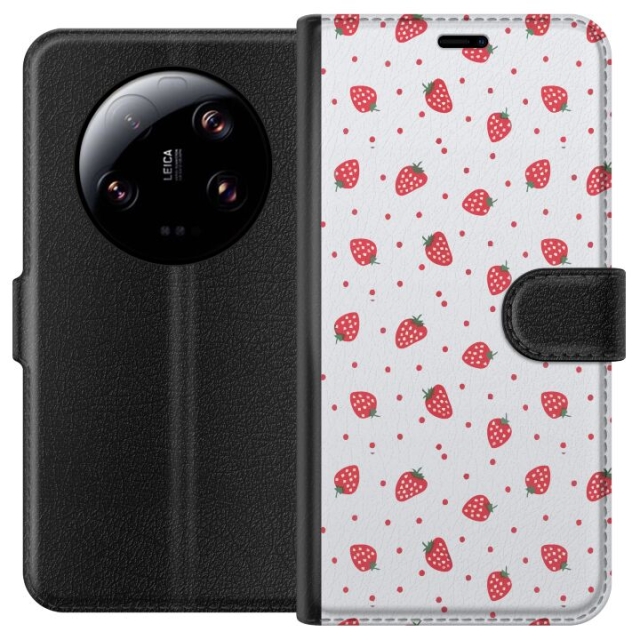 Portemonnee-hoesje voor Xiaomi 13 Ultra met Aardbeien ontwerp