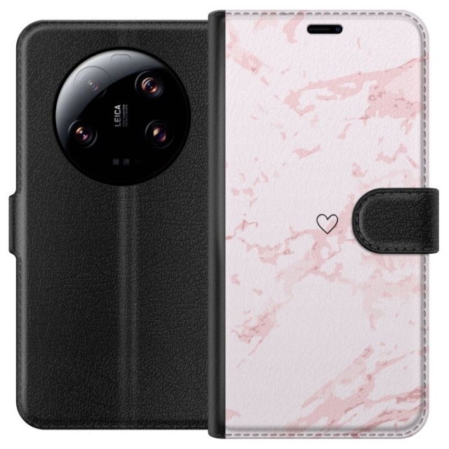 Portemonnee-hoesje voor Xiaomi 13 Ultra met Roze Hart ontwerp
