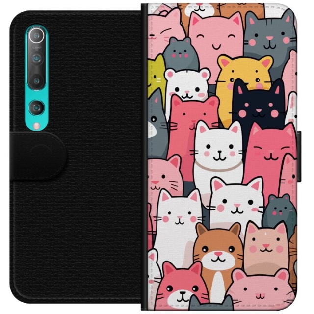 Portemonnee-hoesje voor Xiaomi Mi 10 5G met Kattenpatroon ontwerp
