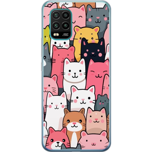 Mobiele hoes voor Xiaomi Mi 10 Lite 5G met Kattenpatroon ontwerp