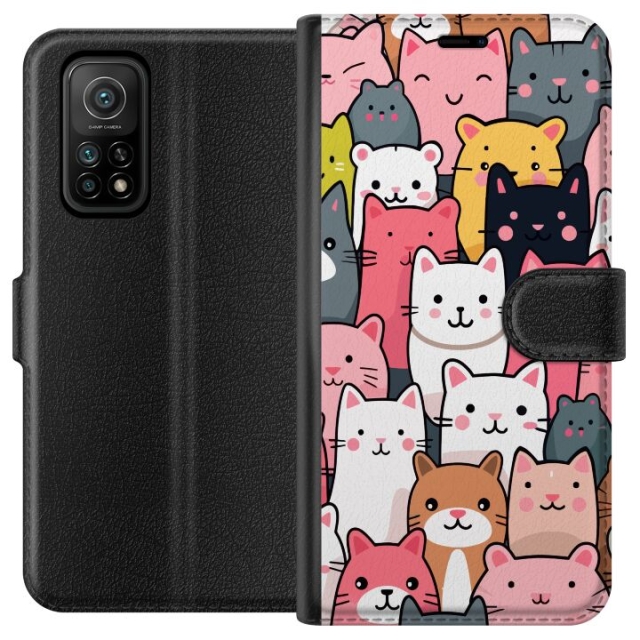 Portemonnee-hoesje voor Xiaomi Mi 10T Pro 5G met Kattenpatroon ontwerp