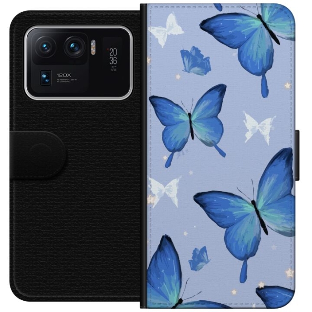 Portemonnee-hoesje voor Xiaomi Mi 11 Ultra met Blauwe vlinders ontwerp