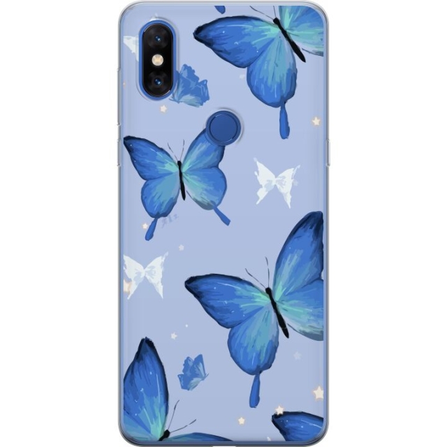 Mobiele hoes voor Xiaomi Mi Mix 3 met Blauwe vlinders ontwerp