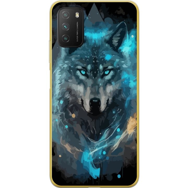 Mobiele hoes voor Xiaomi Poco M3 met Wolf ontwerp