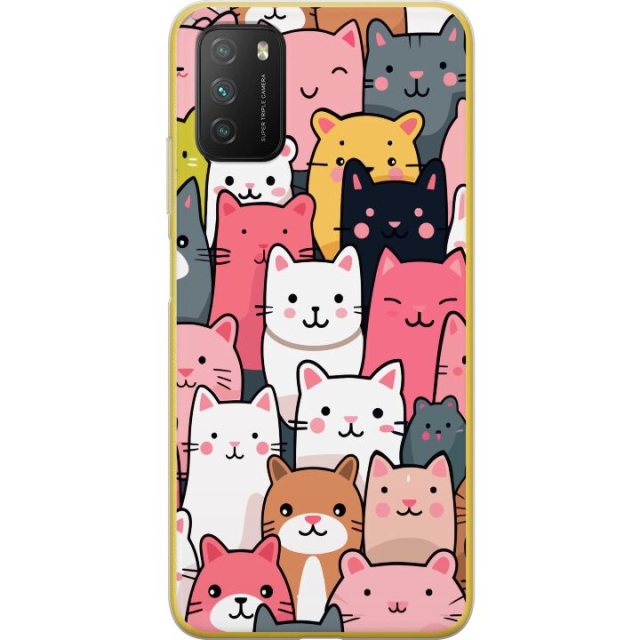 Mobiele hoes voor Xiaomi Poco M3 met Kattenpatroon ontwerp