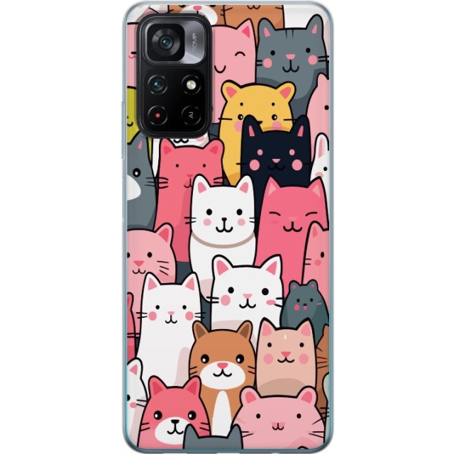 Mobiele hoes voor Xiaomi Poco M4 Pro 5G met Kattenpatroon ontwerp