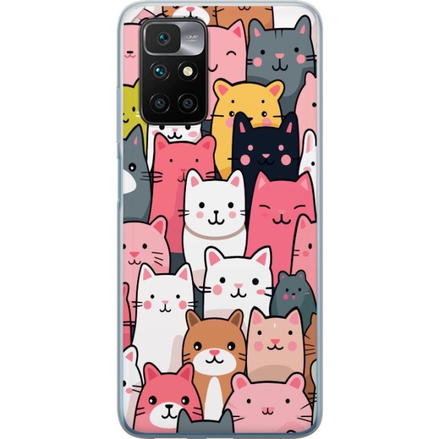 Mobiele hoes voor Xiaomi Redmi 10 met Kattenpatroon ontwerp