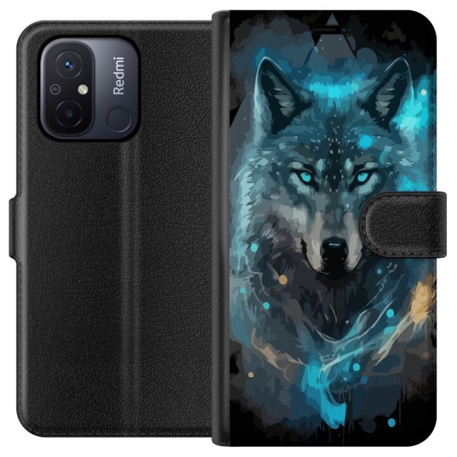 Portemonnee-hoesje voor Xiaomi Redmi 12C met Wolf ontwerp
