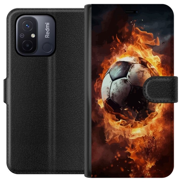 Portemonnee-hoesje voor Xiaomi Redmi 12C met Voetbal ontwerp