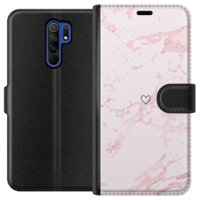 Portemonnee-hoesje voor Xiaomi Redmi 9 met Roze Hart ontwerp