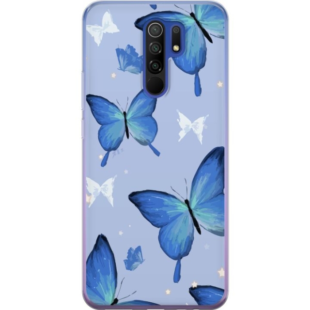Mobiele hoes voor Xiaomi Redmi 9 met Blauwe vlinders ontwerp