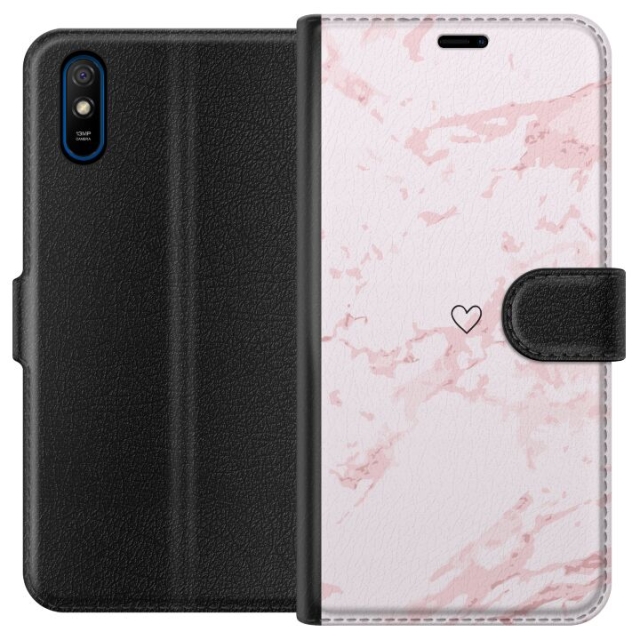 Portemonnee-hoesje voor Xiaomi Redmi 9A met Roze Hart ontwerp